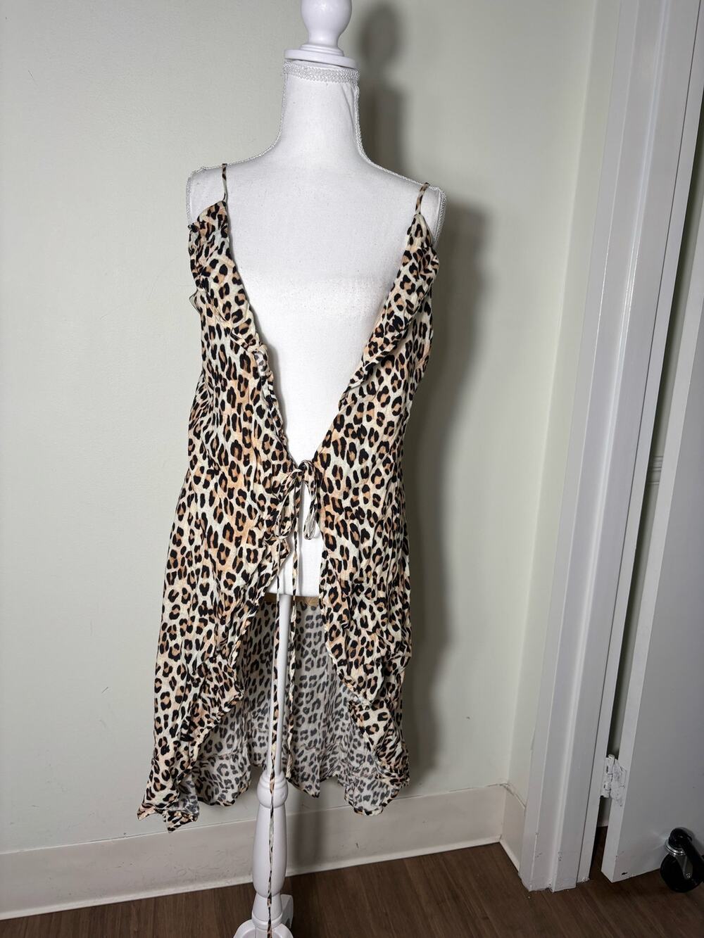 Vix Cheetah Print Linen Wrap Dres Sz S